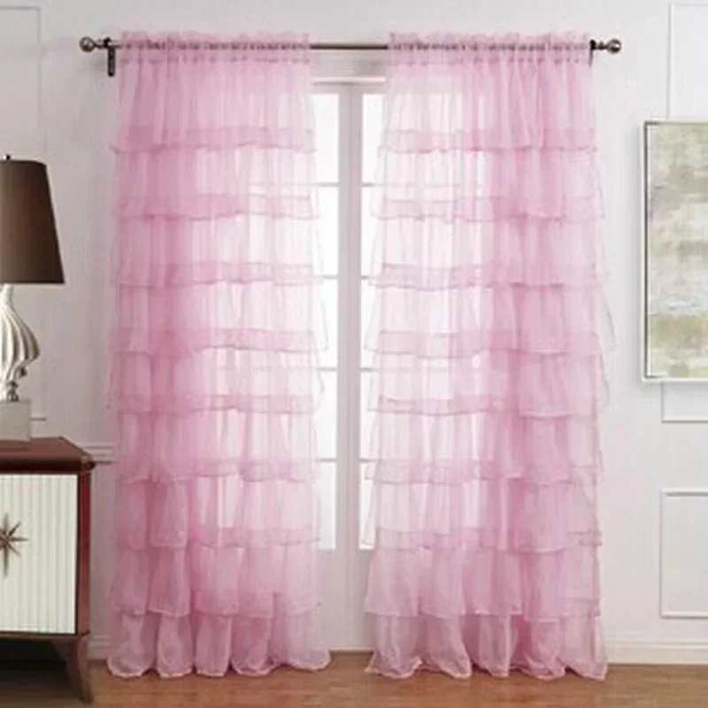 New Hot Ruffle Rod Pocket Organza Window Curtain For Living Room  (One Panel)