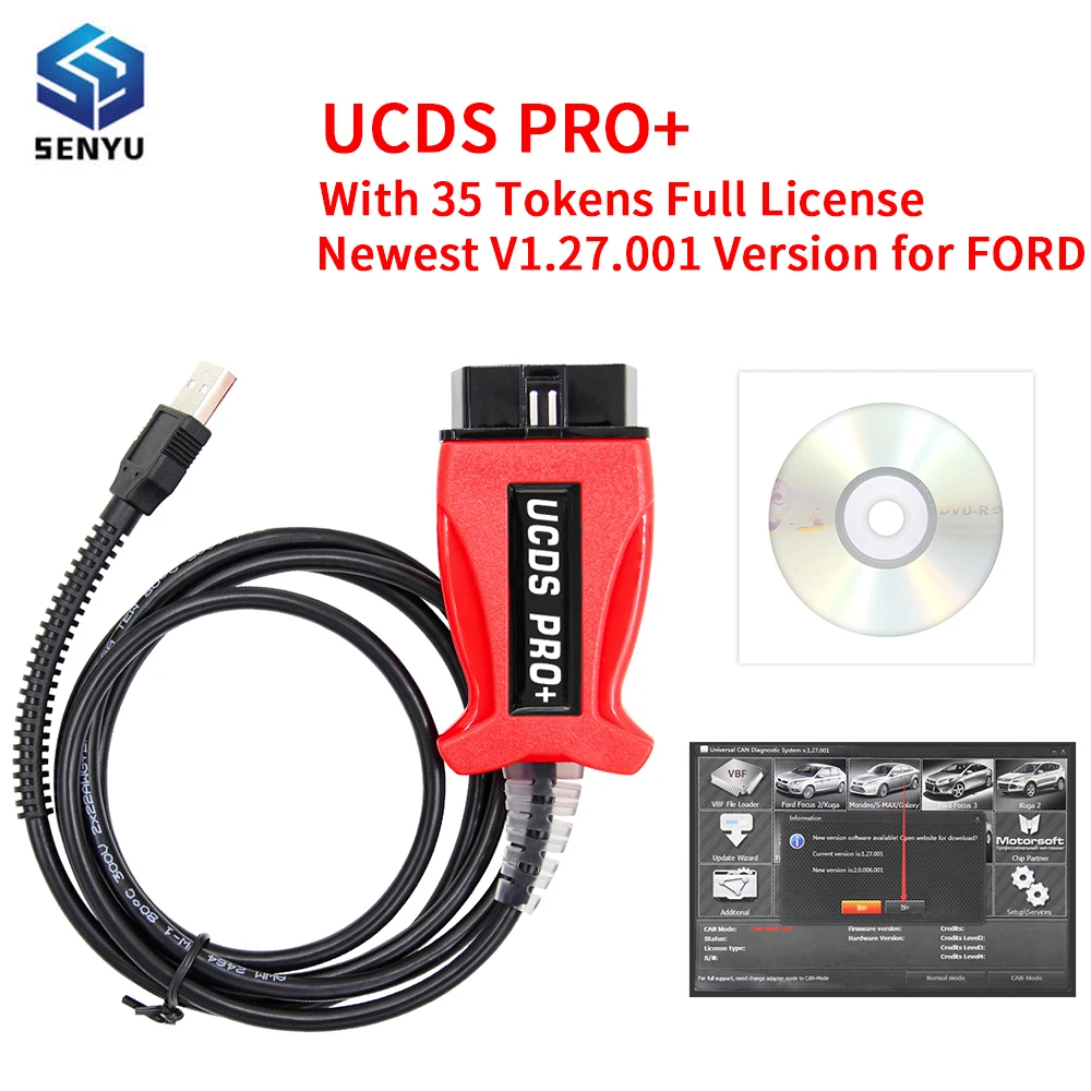 for Ford UCDS Pro+ V1.27.001 Full Functions with 35 Tokens OBD2 Diagnostic Cable Full License UCDS ECU Programmer Tool Adapters