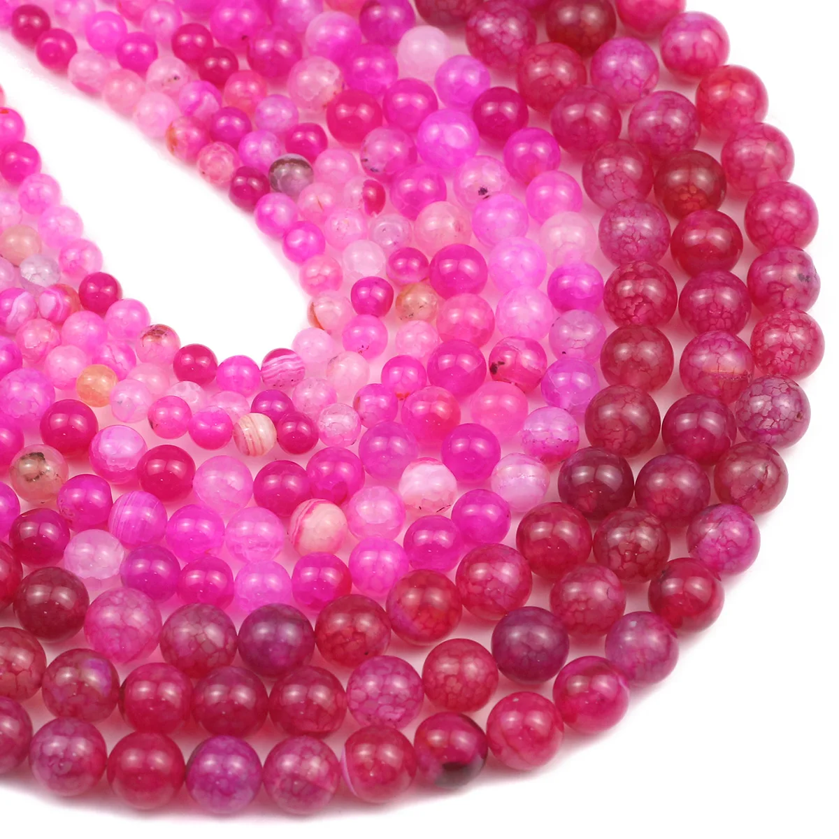 HGKLBB ارتفع اللون الأحمر الجولة الحجر الطبيعي متباعدة فضفاض الخرز لصنع المجوهرات قلادة سوار DIY بها بنفسك اكسسوارات 6/8/10 مللي متر