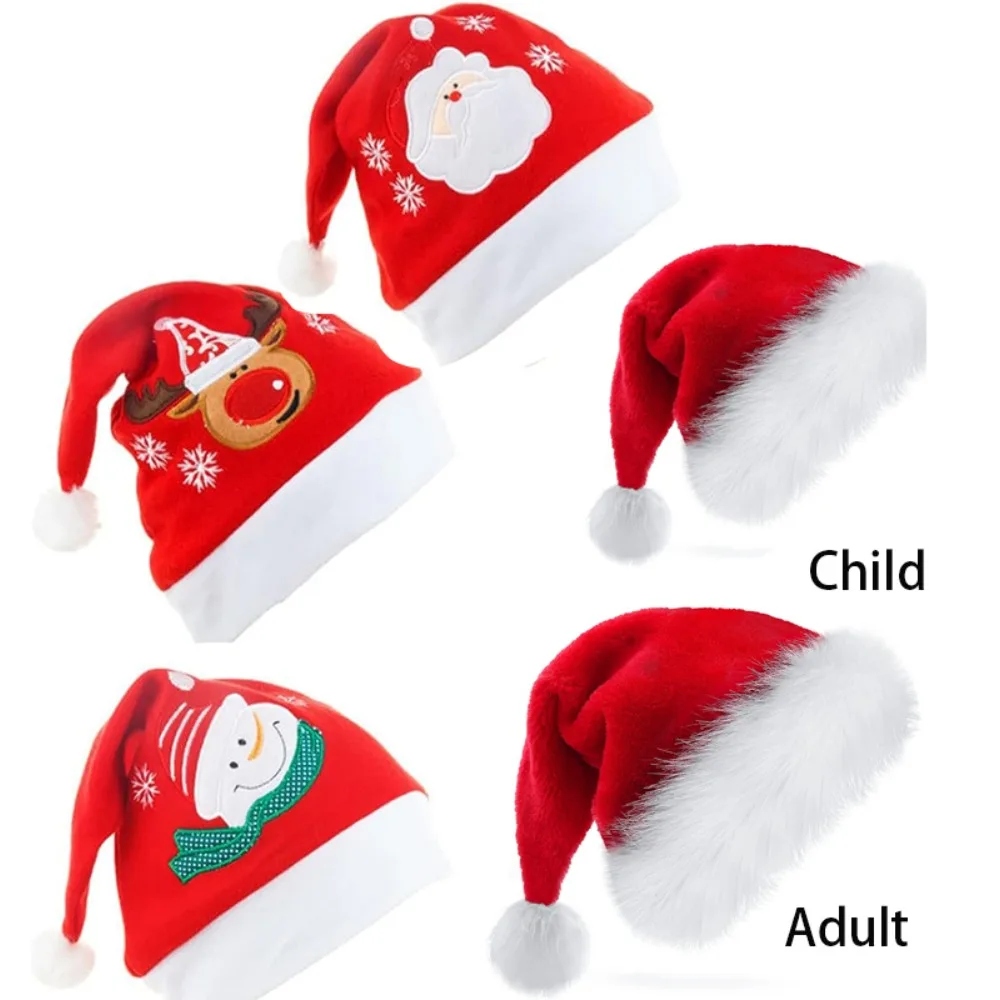 Cartoon Santa Hat Santa Claus Snowman Elk Embroidered Christmas Decoration for Christmas New Year Festive Holiday Party Supplies