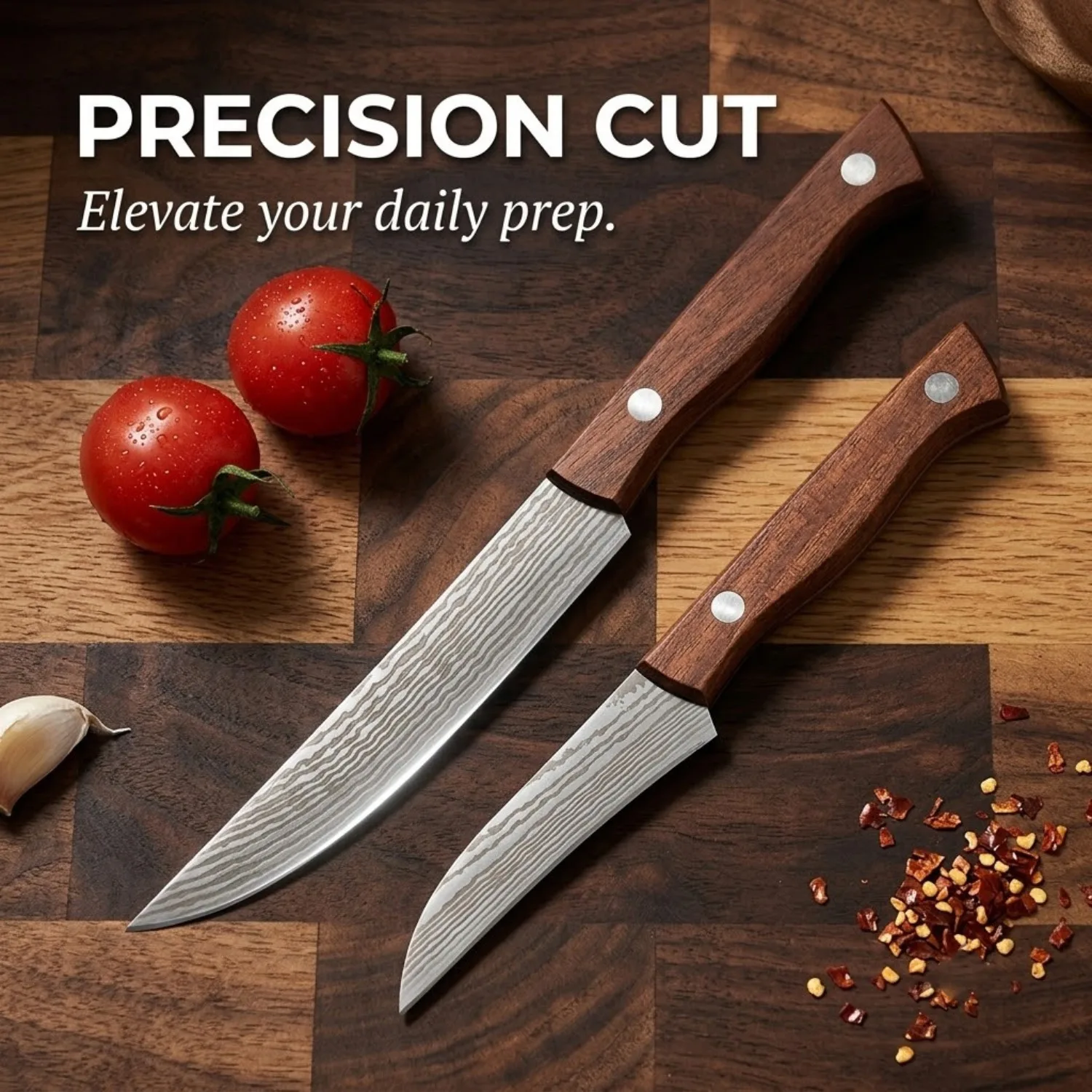 Forged Stainless Steel Kitchen Knife Ultra-Sharp Fruit Knife with Ergonomic Wooden Handle Utility Knife for Peeling and Chopping