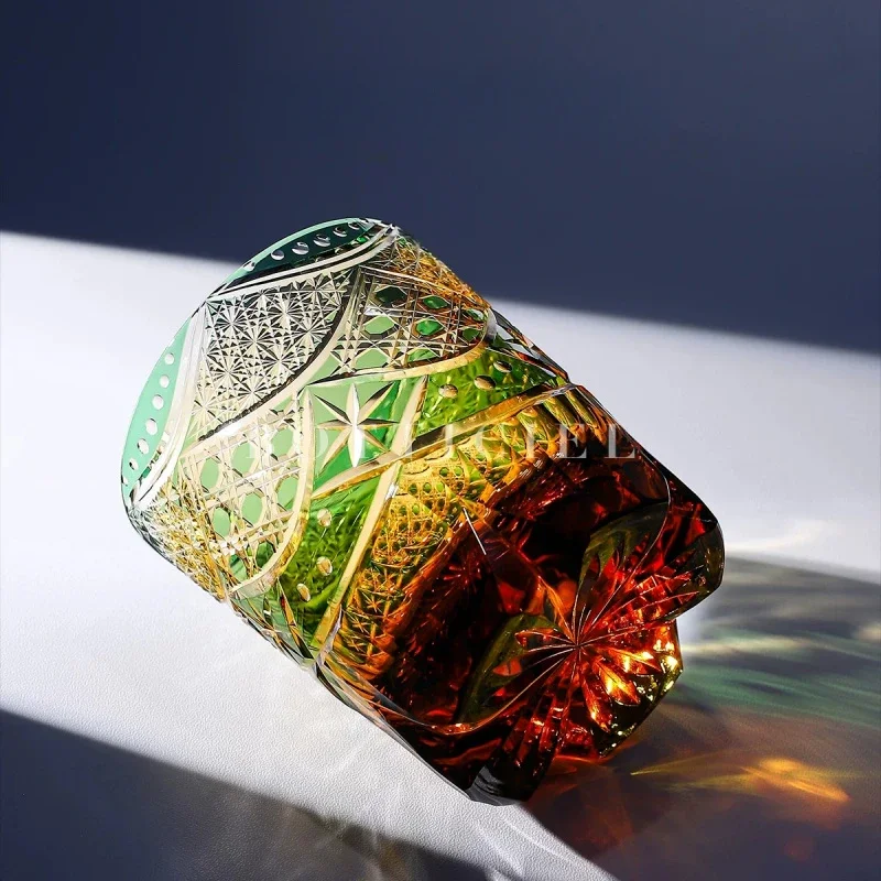 2026 Premium Whiskey Cups Nightfall Japanese Style Edo Kiriko Crystal Cutting Whisky Glass Sunset Rock Tumbler Mug Dropshipping