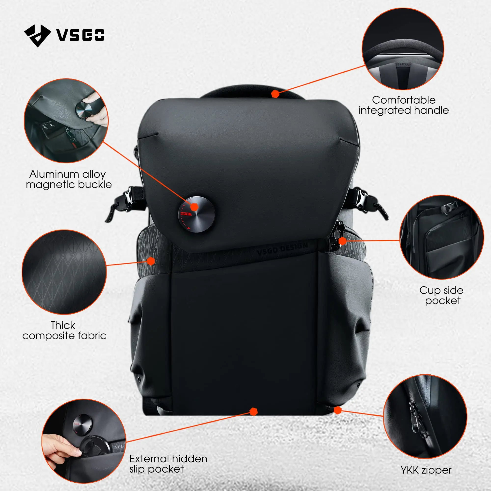 Imagem -05 - Vsgo Mochila Câmera Profissional Dslr Slr Grande Capacidade Compatível para Sony Canon Câmera Nikon Dji Estabilizadores 20l