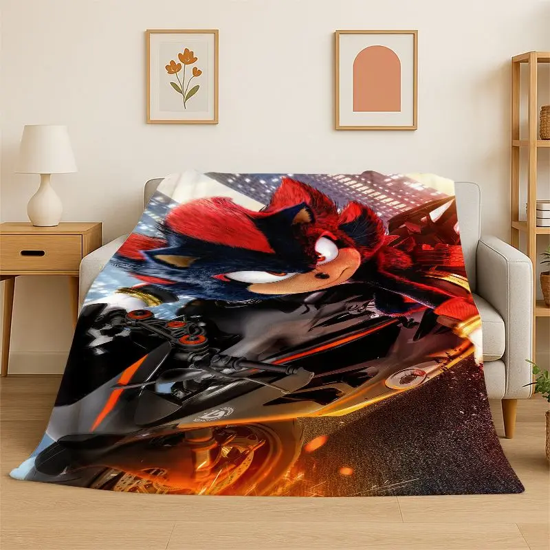 Classic Game S-Sonic Cartoon Soft Flannel Throw Blanket,Cozy Blanket for Bed,Couch,Sofa,Bedroom,Living Room,Travel,Picnic kids