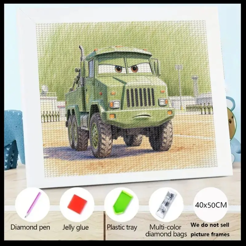 

1 шт. комплект алмазной живописи 5D для детей и взрослых, набор алмазной живописи «сделай сам», мультяшный военный грузовик, полная дрель, армейский автомобиль, большая картина драгоценными камнями