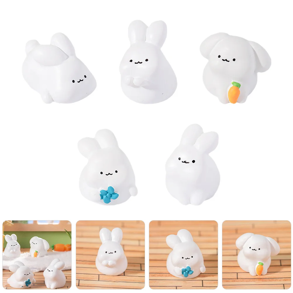 

15Pcs Rabbit Resin Ornaments Adorable Animal Sculptures for Desk Garden Fence Pot Moss Landscape DIY Craft Decor