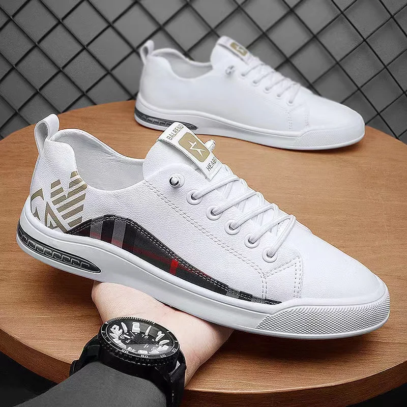 Coslony men shoes vulcanize shoes casual comfortable leather fashion luxury men shoes brand high quality skate shoes men white