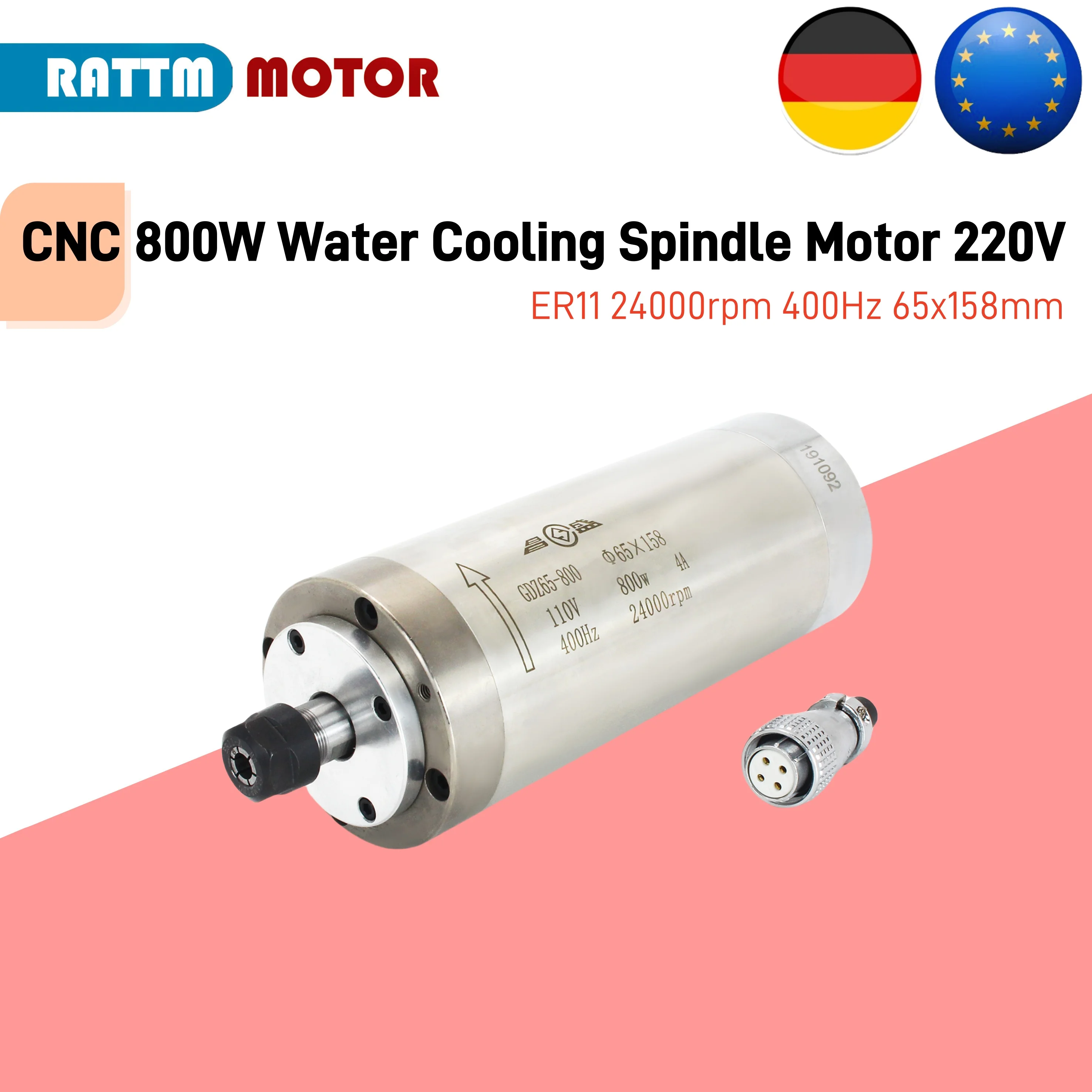 

CNC 0.8KW 800W Water Cooling Spindle Motor 220V ER11 24000rpm 400Hz 65x158mm Engraving Milling Grind for CNC Router Machine