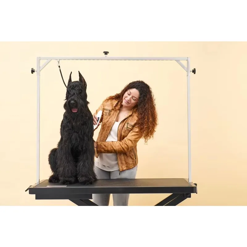 Tavolo elettrico per toelettatura cani pieghevole completamente nero regolabile in altezza per cani con varie dimensioni e protezione di sicurezza