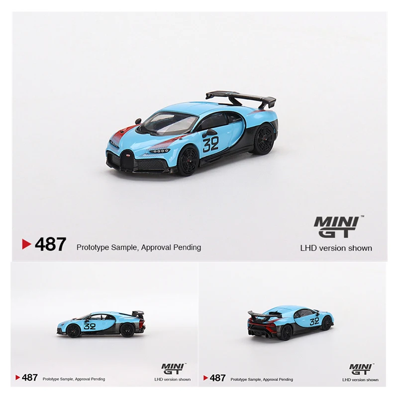 لعبة نموذج سيارة من MINIGT-Diecast ، شيرون بور ، سباق الجائزة الكبرى ، 1:64 ، Sport ، في المخزن ، 487