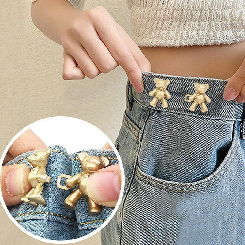 New Waist Adjustment Button Multicolour Metal Garment Hooks Jeans Waist Buckle Removable Bear Button DIY Invisible Buttons