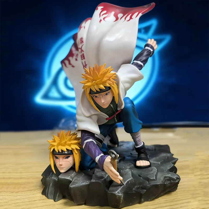 

Anime NARUTO Shippuuden Action Figure Sasuke Minato Namikaze Figure Dual Head Changeable Statue 22cm PVC Collectible Toys Gift