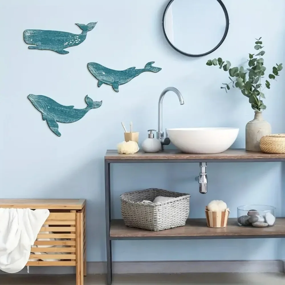 

Creative Wooden Whale Shark Wall Ornament Retro Wall Art Whale Signs Pendant Funny Rustic Ocean Animal Decoration Hawaiian