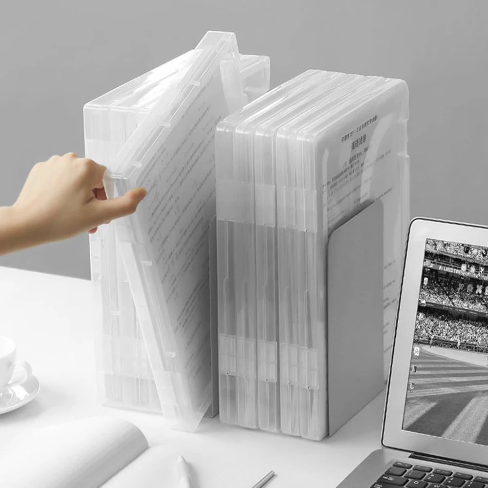 Boîte de Rangement de Documents Transparente, en Plastique Épais, Anti-Poussière, pour Bureau, A4
