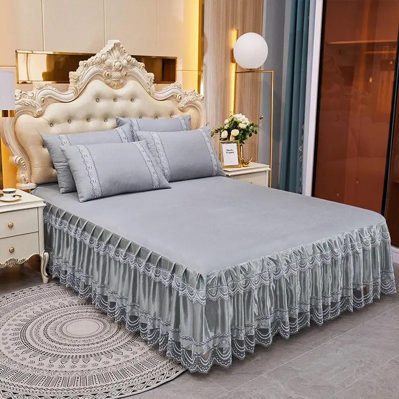 Princess Style Bed Skirt Protector Single Piece Dream Bed Sheet Cover Anti Slip Lace  15m 18m 20m Bed Cover
