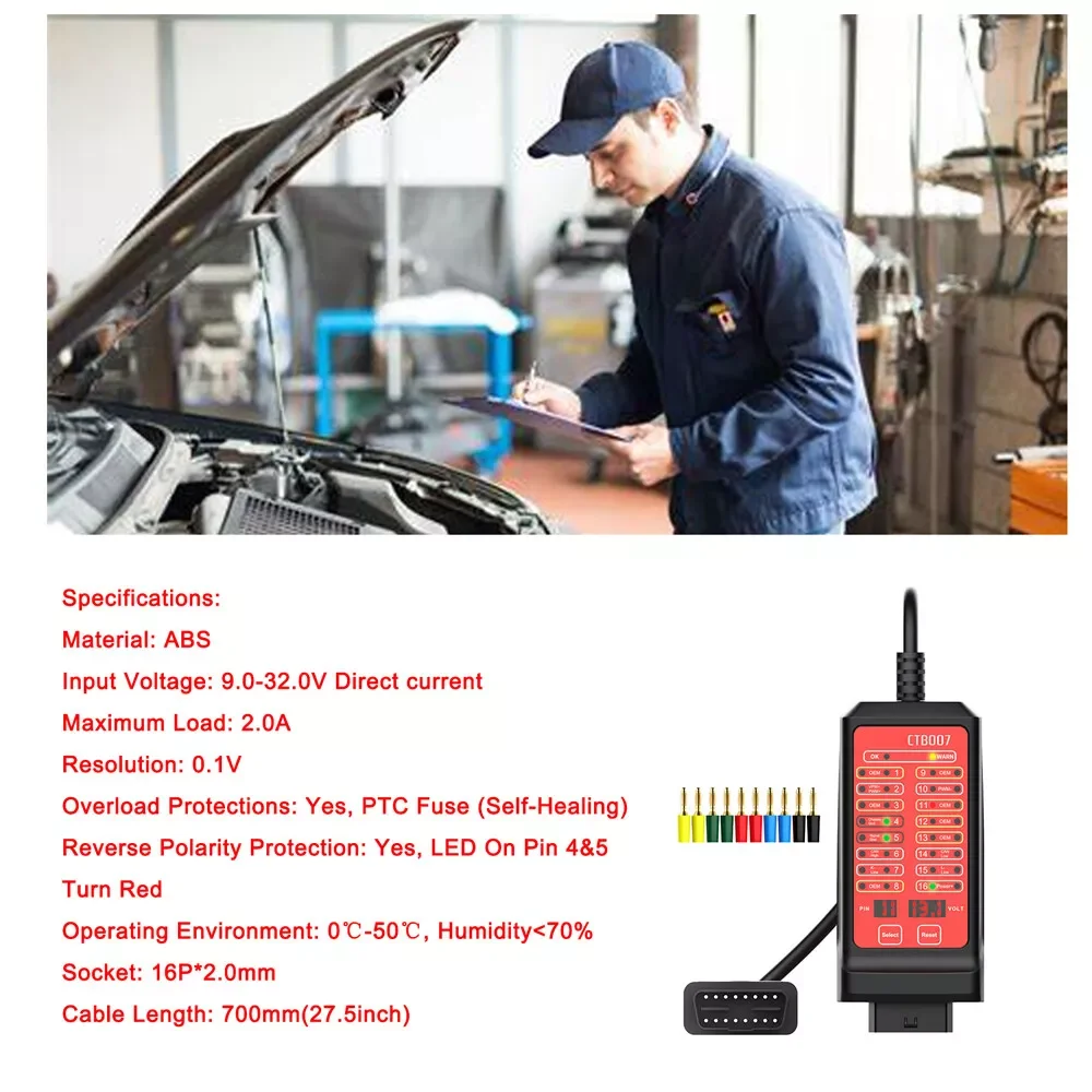 WOYO CTB007 OBD2 CAN Tester Box 12V 24V Car Breakout Box 16Pin Power Probe OBD Automotive On-Board Diagnostic Tools