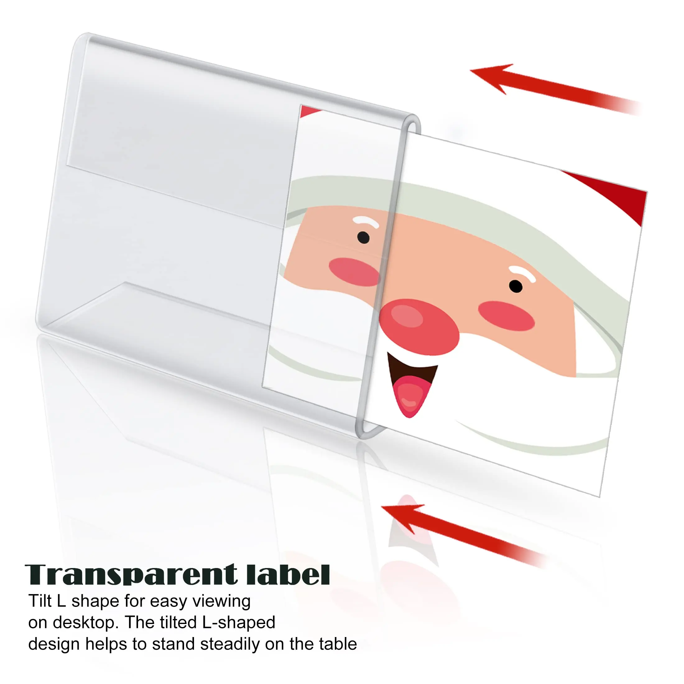 

5pcs Mini Transparent Sign Display Stand with 5pcs Blank Labels, 9*6cm Slanted L Shape Plastic Business Card Price Tag Holder