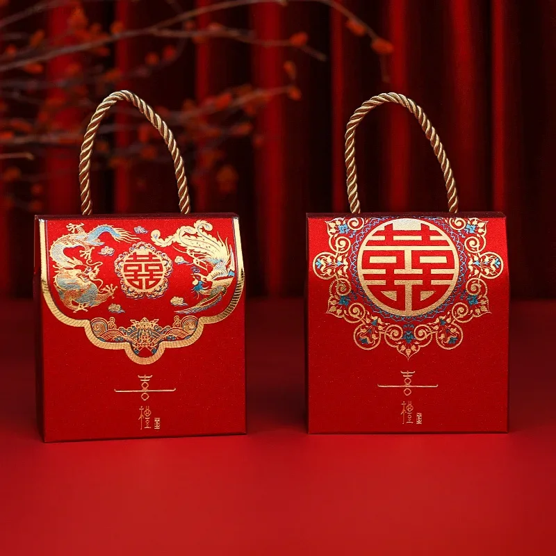

2022 New 20/50pc Red Tote Candy Box Festive Event Party Supplies Wedding Party Favors Gift Bag Wedding Gifts for Guests Tote Bag