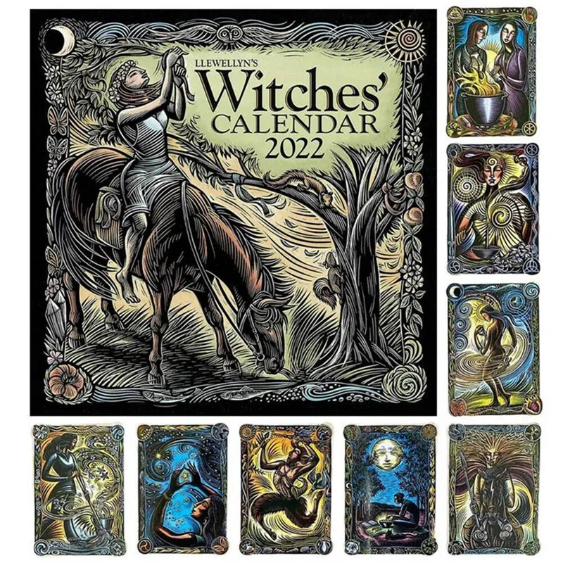 2022 The Witches Calendar Poste Illustrated Wall Calendar Retro Style Art Wall Calendar Work Calendar Home Wall Decor