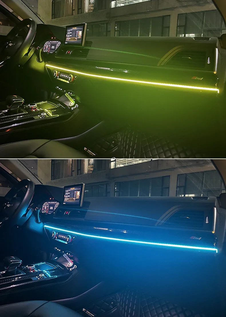 Auto-LED-Ambientelicht USB 64 Farben Acrylstreifen 110cm Vollfarben RGB Auto-Innenbeleuchtung Versteckte App-Fernbedienung Atmosphärenlampe – Detail 10