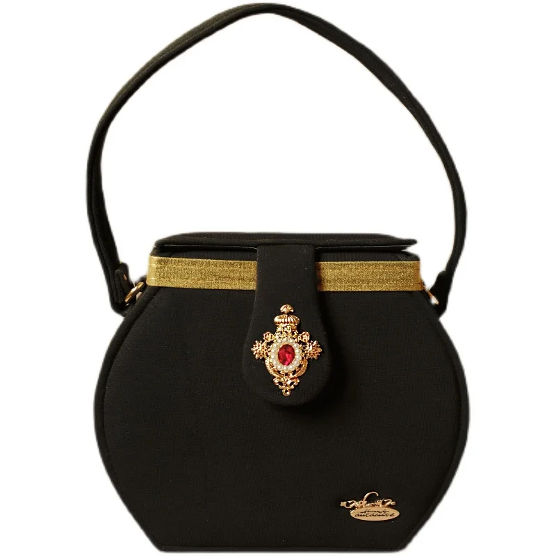 Medieval vintage bag retro small fragrance pearl gemstone handbag high-end women's vintage box bag