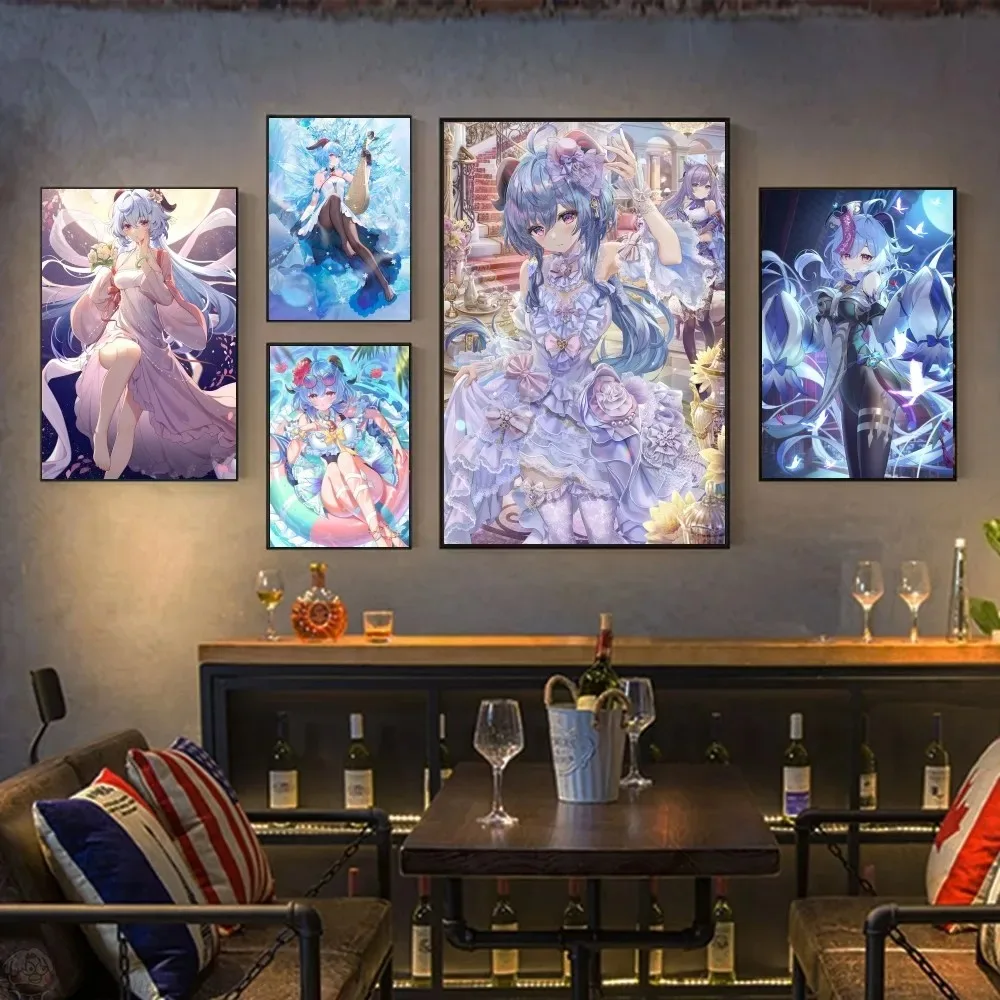 ملصق جانيو لحساب تأثير Genshin ، فن قماش ، ديكور جداريات جدارية ، ديكور غرفة الألعاب ، كاواي ، لوحة عالية الدقة ، قطة ، سيارات ، هدايا