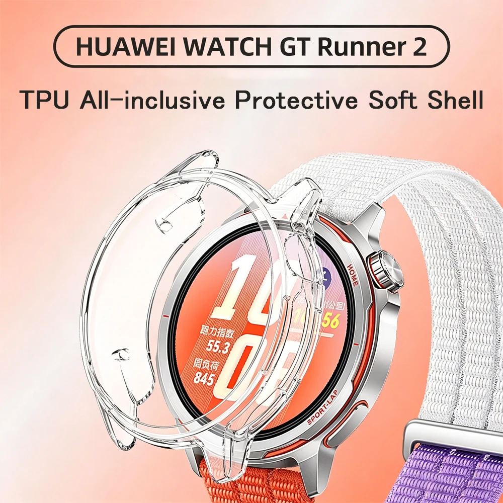 Funda para reloj HUAWEI GT Runner 2, Protector de pantalla, carcasa de parachoques de TPU suave, accesorios, cubierta protectora antiarañazos para reloj inteligente