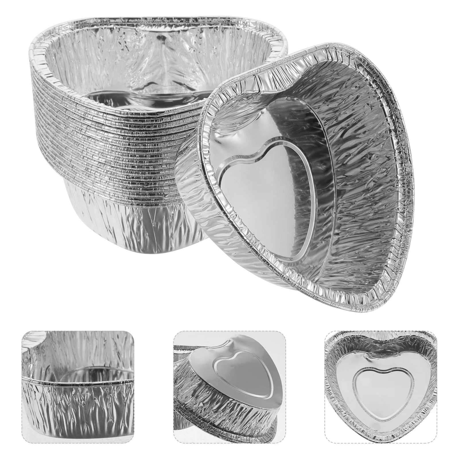 

100pcs Aluminum Foil Pudding Cups Baking Molds Heat Conductive Compact Reusable Dessert Pans Cupcake Liners Tin Foil for Family