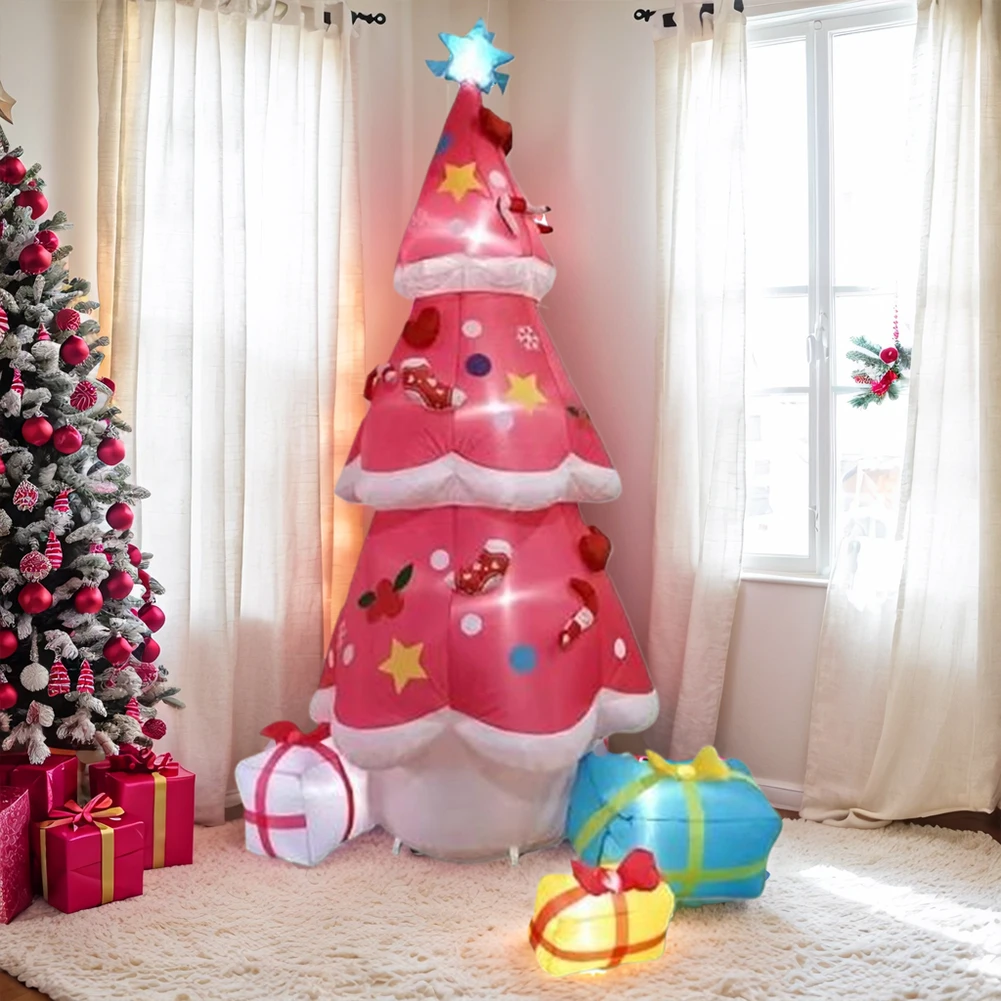 6.9FT Outdoor Inflatable Christmas Tree LED Lights Lighted Blow Up Xmas Tree Blow Up Inflatable Tree Outdoor Lawn Winter Decor