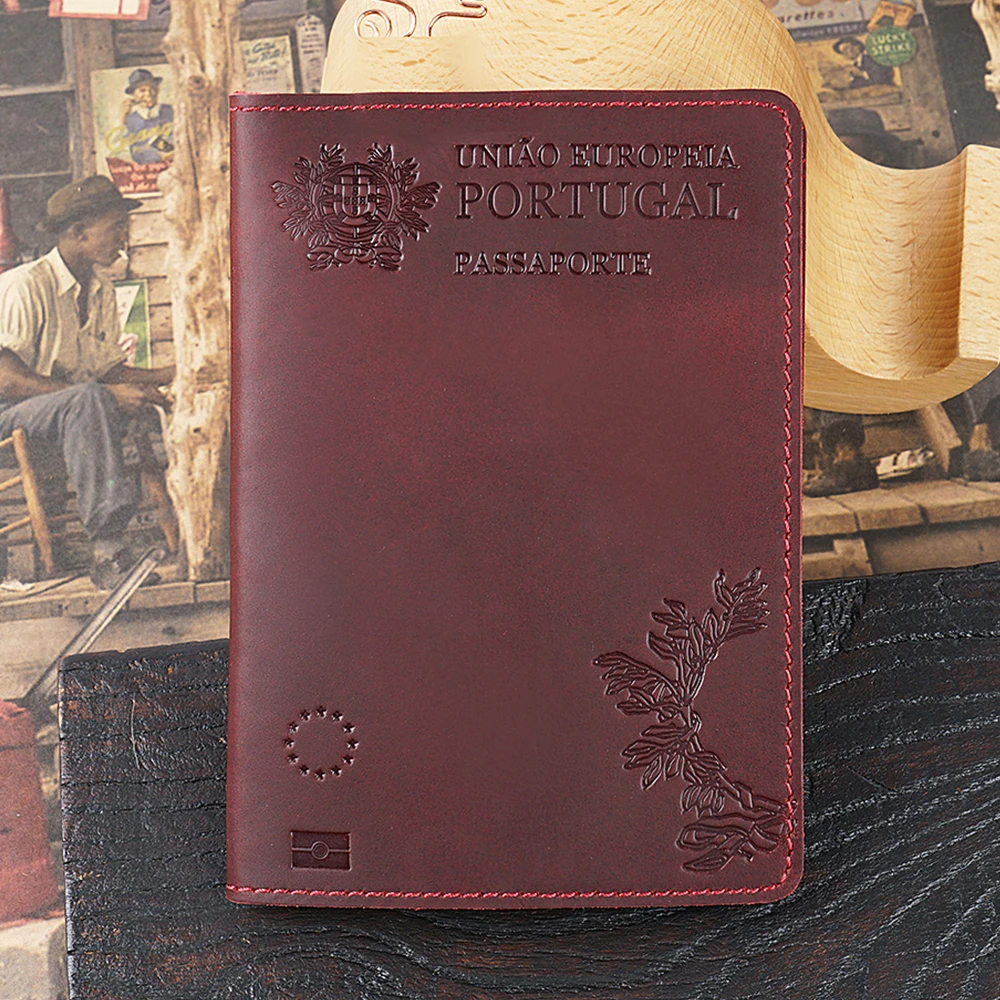 Genuine Leather Portugal Passport Cover For Portuguese Credit Card Holder Passport Case Unisex Travel Wallet