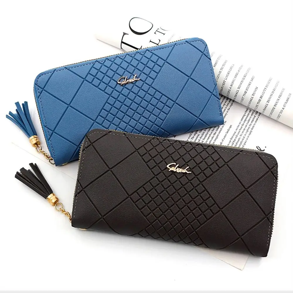 PU Leather Coin Purse Fashion Long Zipper Wallet Wristlet Large Capacity HandBags Women