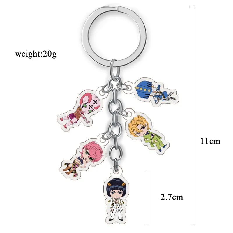 Anime Jojos Bizarre Adventure Keychains Cartoon Figure Acrylic Key Ring Kujo Jotaro Ghirga Narancia Bruno Key Chain Fans Gifts