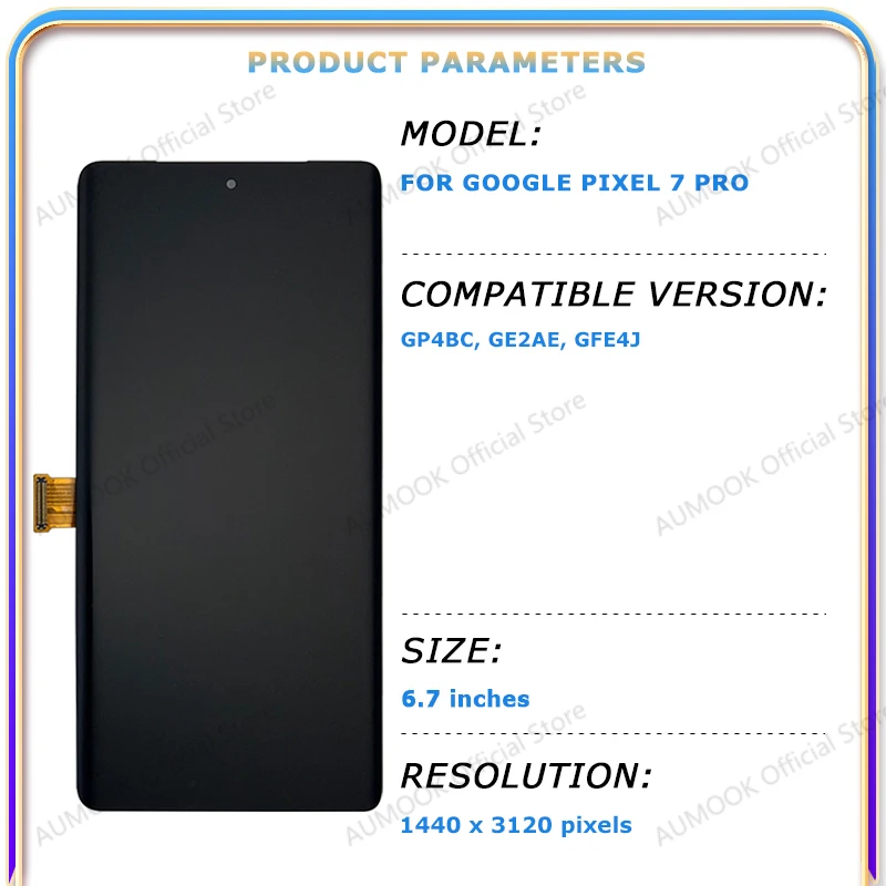 For Google Pixel 7 Pro LCD Display Touch Digitizer Screen GP4BC GE2AE GFE4J AMOLED LCD Screen Phone LCD Replacement Repair Parts
