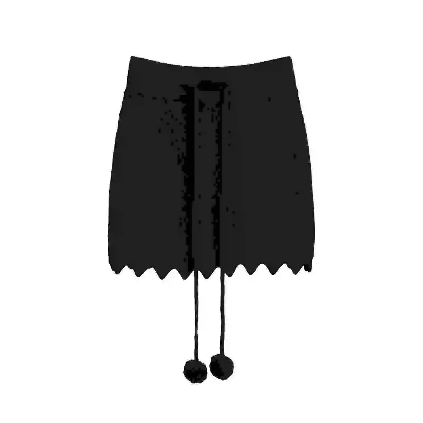 Pure Desire Spicy Girl Strickrock mit Schleife, Ballquaste, schlankmachend, sexy, figurbetonter Rock für Damen, hohe Taille, Welle