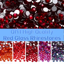 SS6-SS30 Red Series Non Hotfix Rhinestones Glitter Glass Flatback Crystal Strass Nail Art Gems For Garment Crafts Decoration