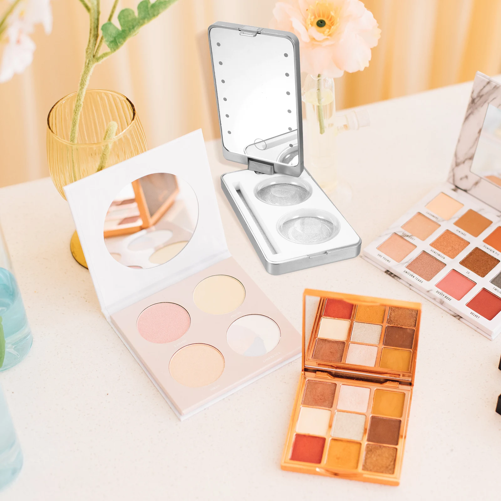 

Eyelash Storage Box Boxes Organizer Container Mirror Curler Abs Makeup Case with