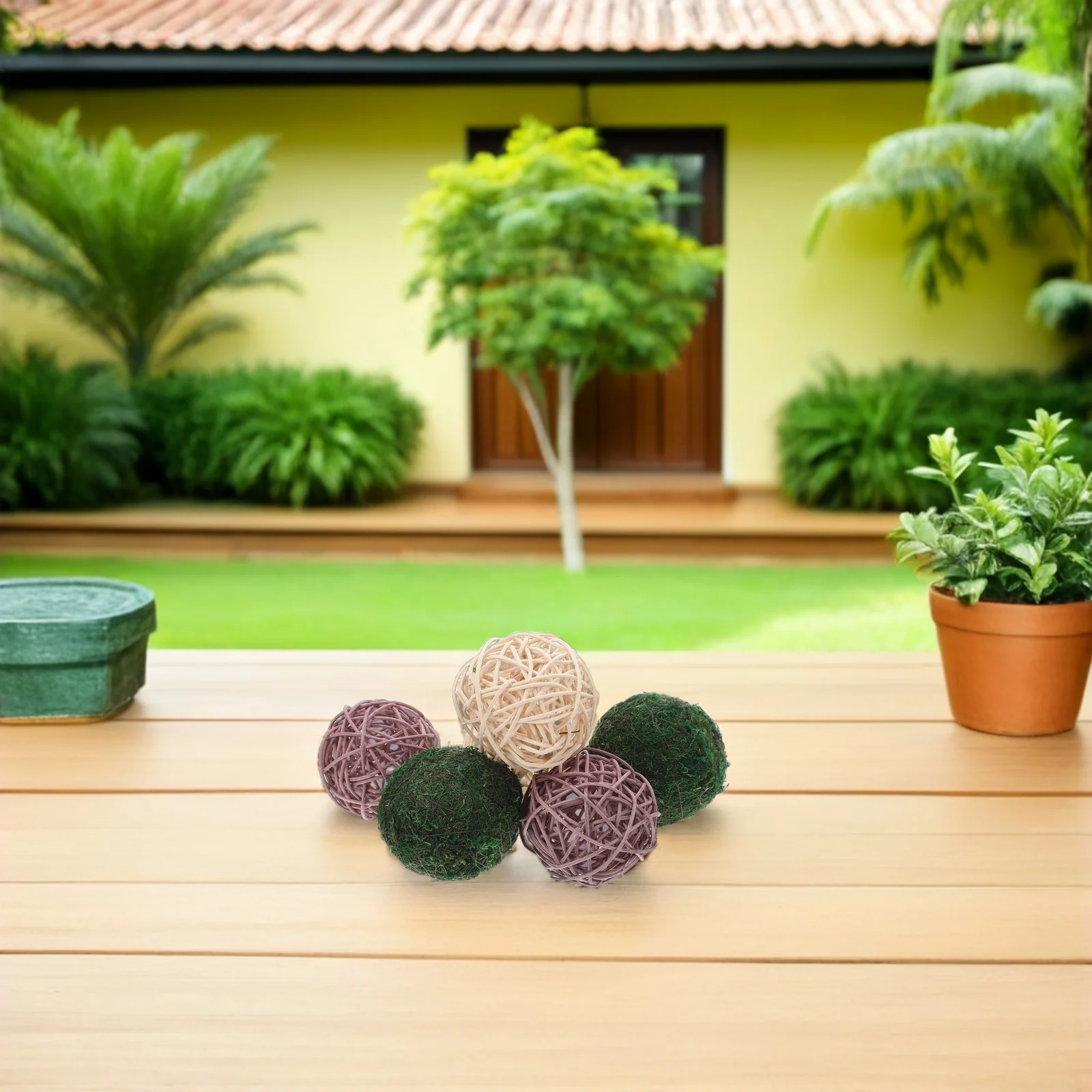 

6Pcs Natural Woven Rattan Balls Rustic Grass Decorative Spheres Bowl Vase Fillers for Table Centerpiece Decor Rattan Balls