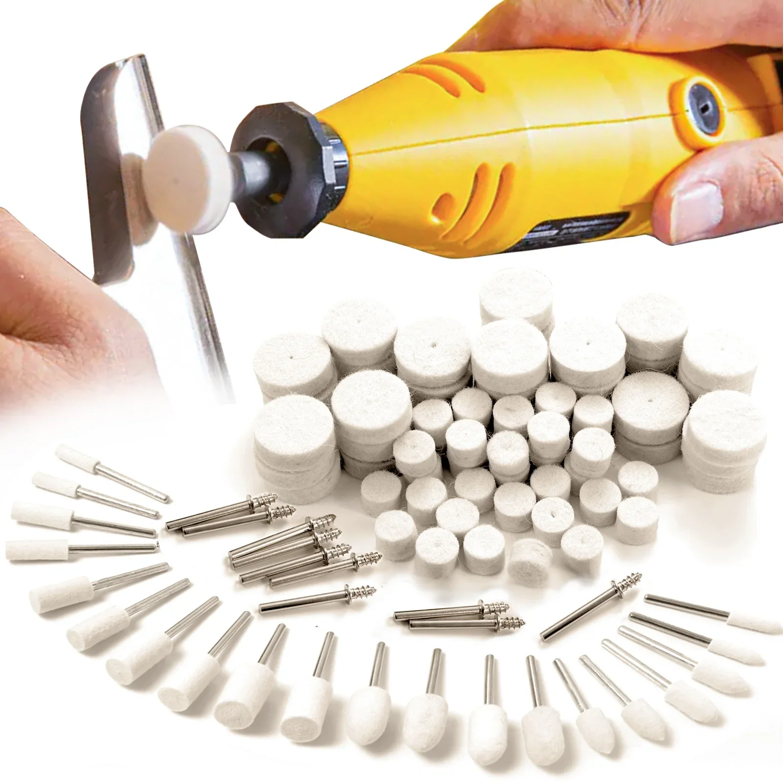 80 Pcs Wool Felt Polishing Wheel Kit - Multi-Shape Buffing Set for Rotary Tools, Ideal for Jewelry & Metal