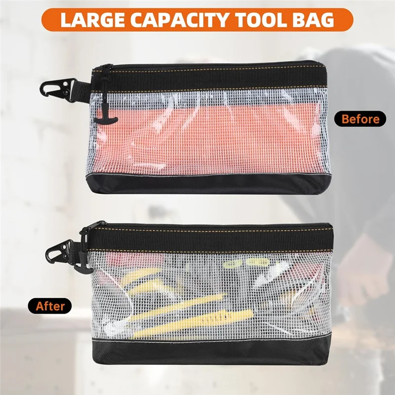 A69esmall Transparent PVC Material 4 Pcs Tool Zipper Pouch, Portable Tool Bag, Bank Bag, Waterproof And Antistatic