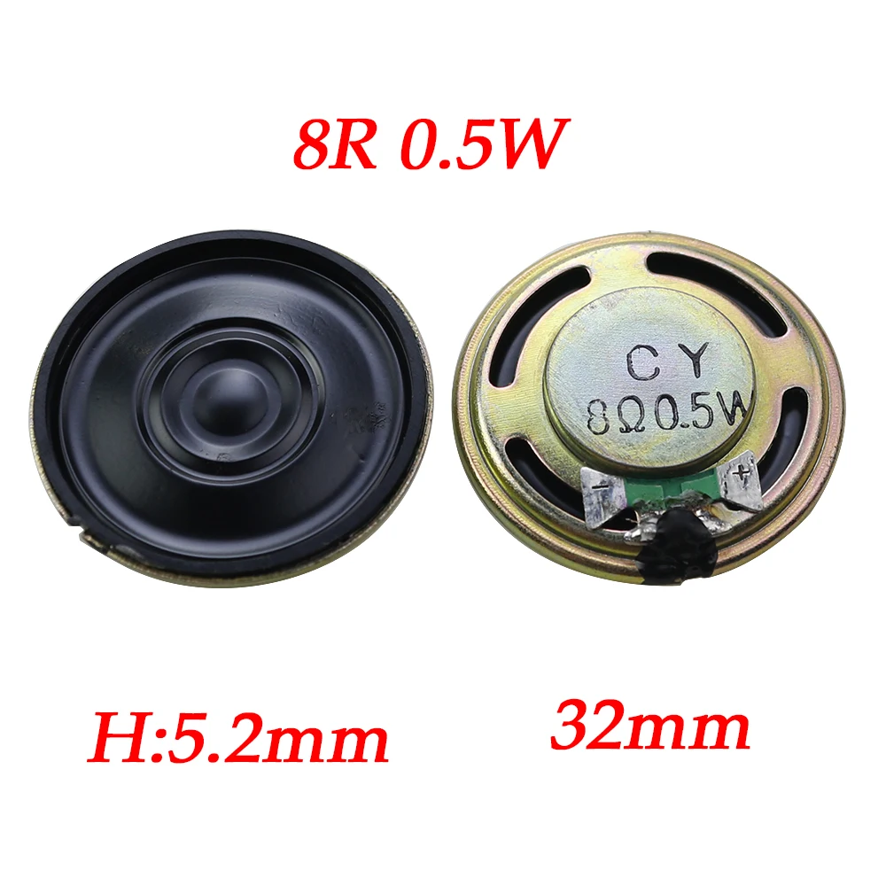 1PC 8R 32R 0.5W Acoustic Speaker 8 Ohm Speaker Diameter 20 23 26 28 30 32 36 40 50 MM Circular Speaker For Audio Diy Electronics