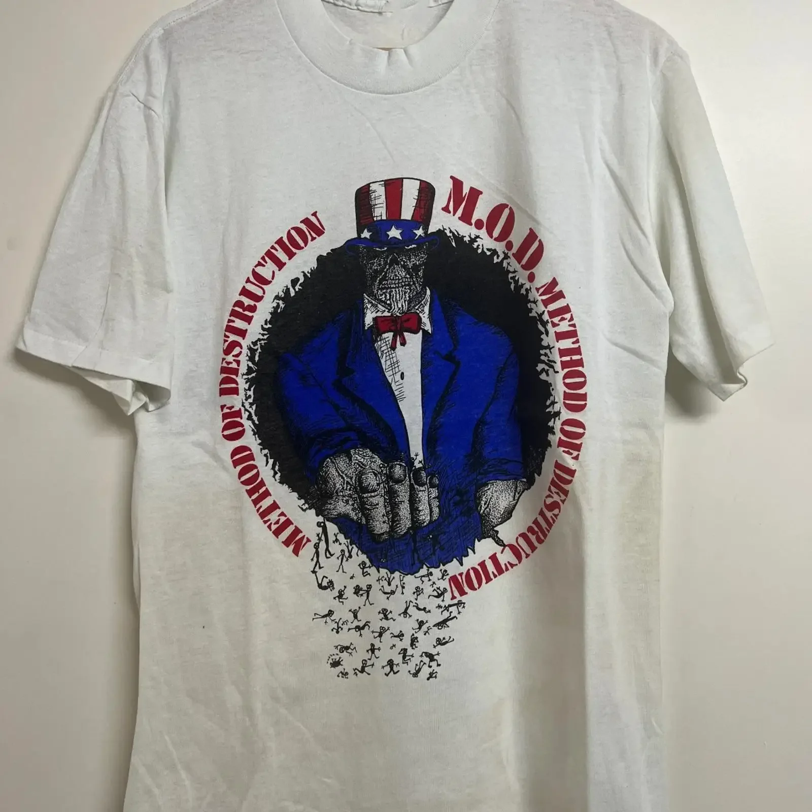 Rare Vintage M O D Method of Destruction White All Size T Shirt AH1193 vintage Washed designer clothes homme Stylish Unisex