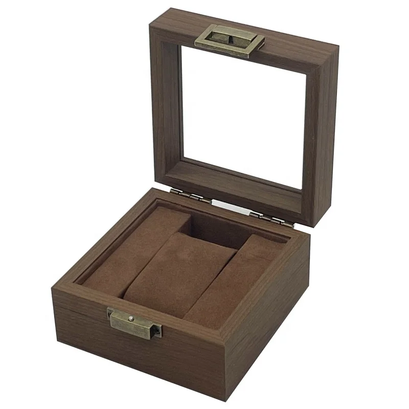 Classic Watch Packaging Storage Box - Black Walnut Storage Box Single Watch Box Gift Box Velvet Interior Premium Watch Storage