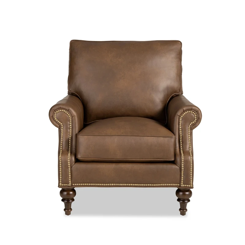 American retro first layer cowhide, single sofa living room leather art, oil wax leather sofa