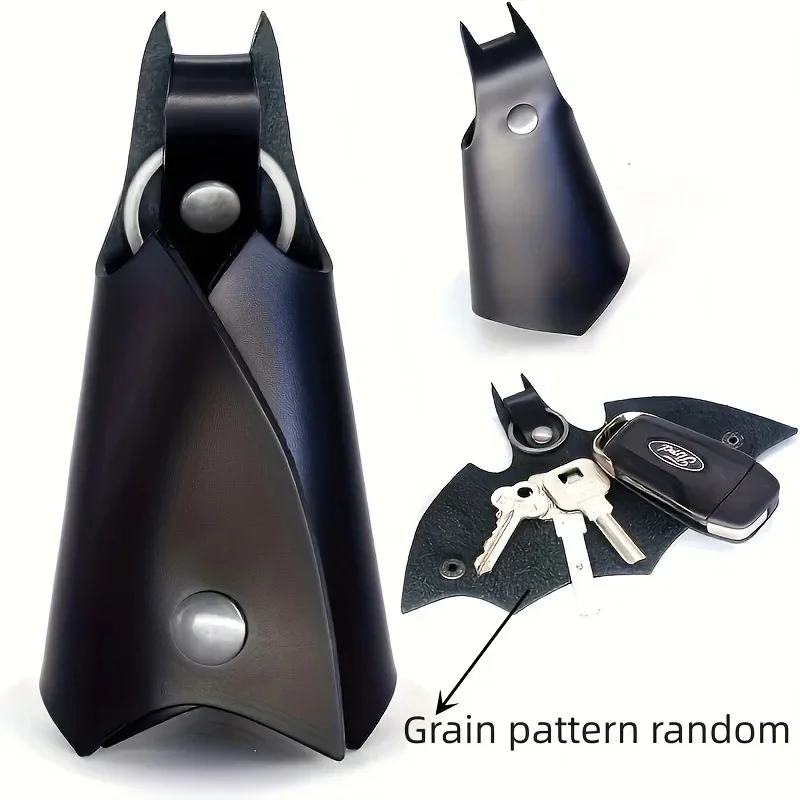 

Men's Cartoon Bat Keychain Creative Car Key Bag Black Anti-lost Car Key Protection Sleeve Universal Keychain Pendant