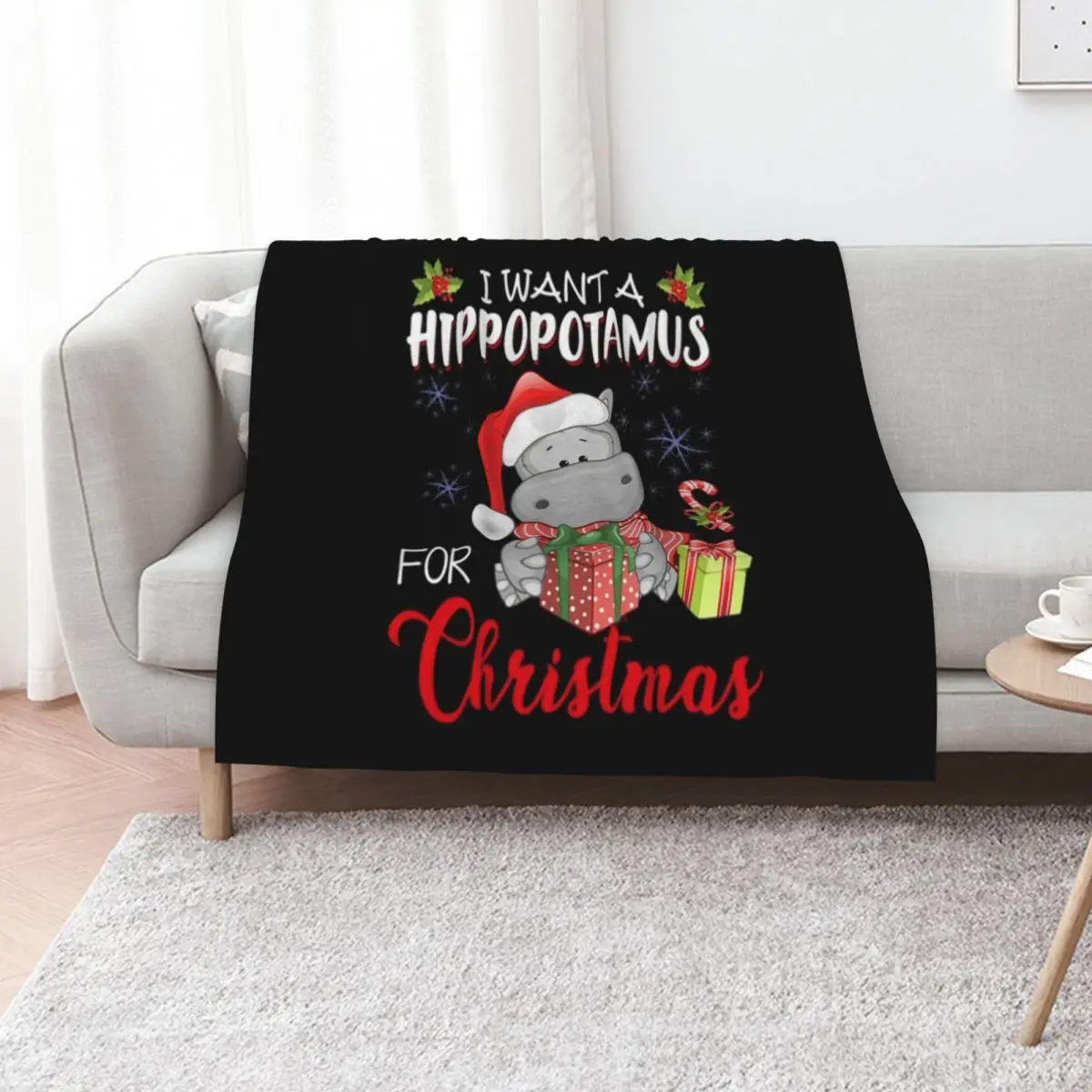 I Want A Hippopotamus For Christmas Cute Gift Xmas Throw Blanket Elegant Warm Throw Blanket for Hotel Home