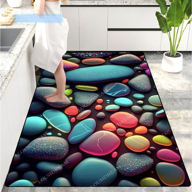 Creative Pebble Carpet Bedroom Sofa Colorful Stone Floor Mat Bathroom Door Mat Absorbent and Non slip Rugs Kitchen Mat