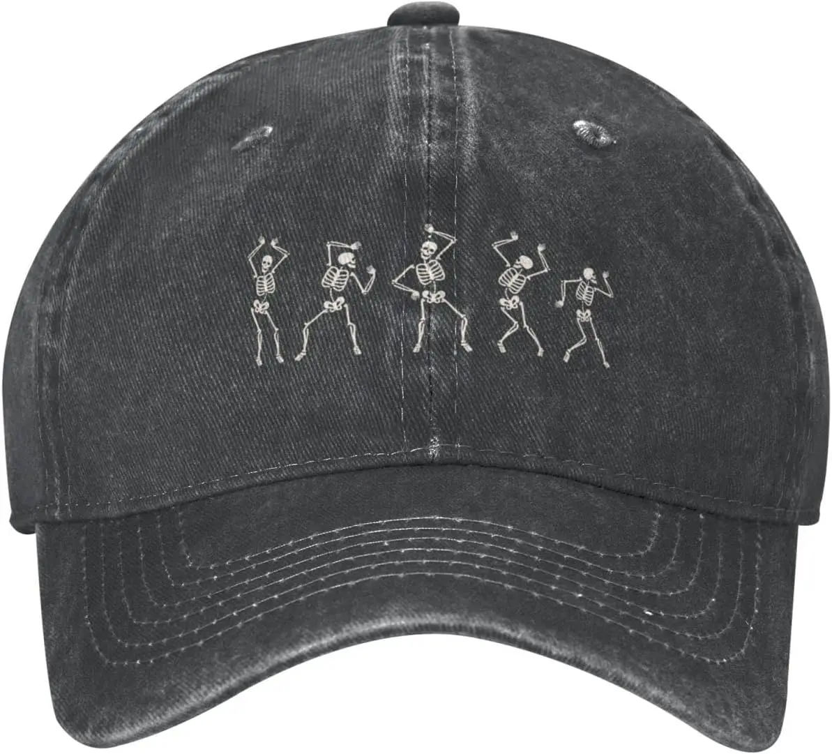 

Dancing Skeletons Funny Distressed Adjustable Washed Denim Mens Dad Trucker Hat Baseball Ball Cap for Men