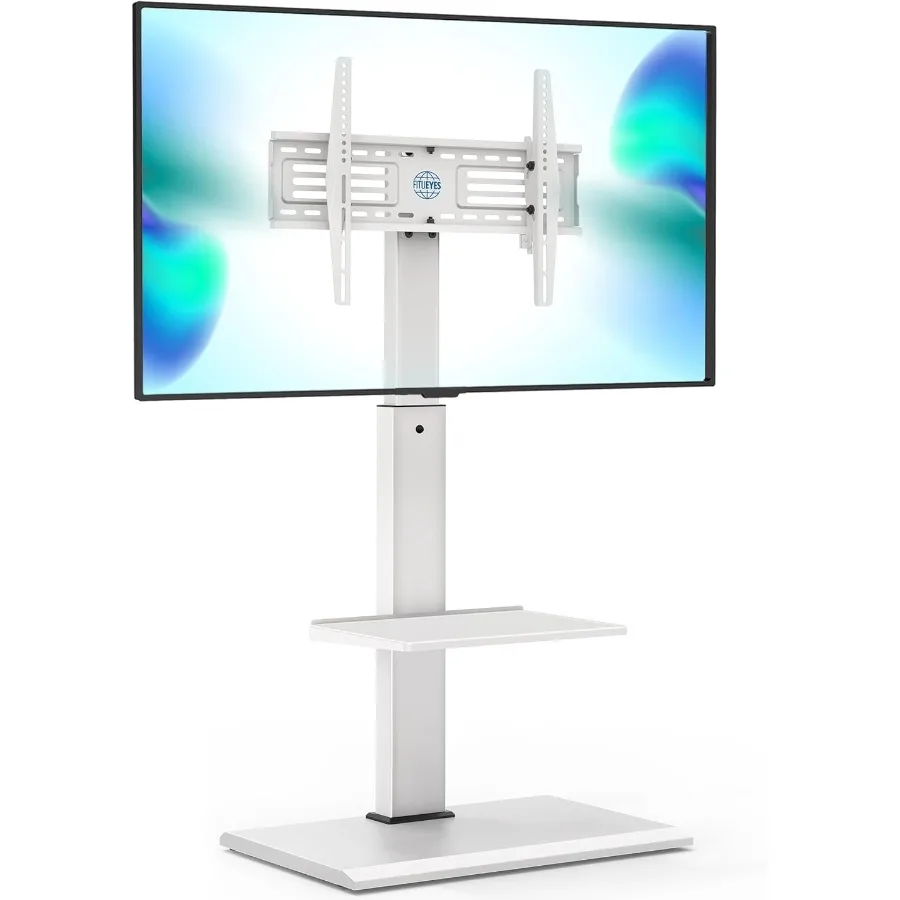 Boden-TV-Ständer mit drehbarer Neigungshalterung für 32 bis 75-Zoll-LCD-LED-Fernseher. Robuste Eisenbasis mit verstellbarer Ablage, universelles Design