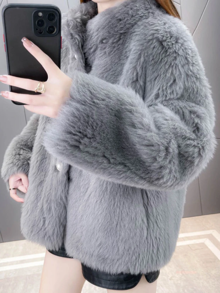 MENINA BONITA 2022 Winter Jacket Women Real Fur Coat Natural Knitted Wool Fur Thick Warm Streetwear Outerwear New Fashion Casual