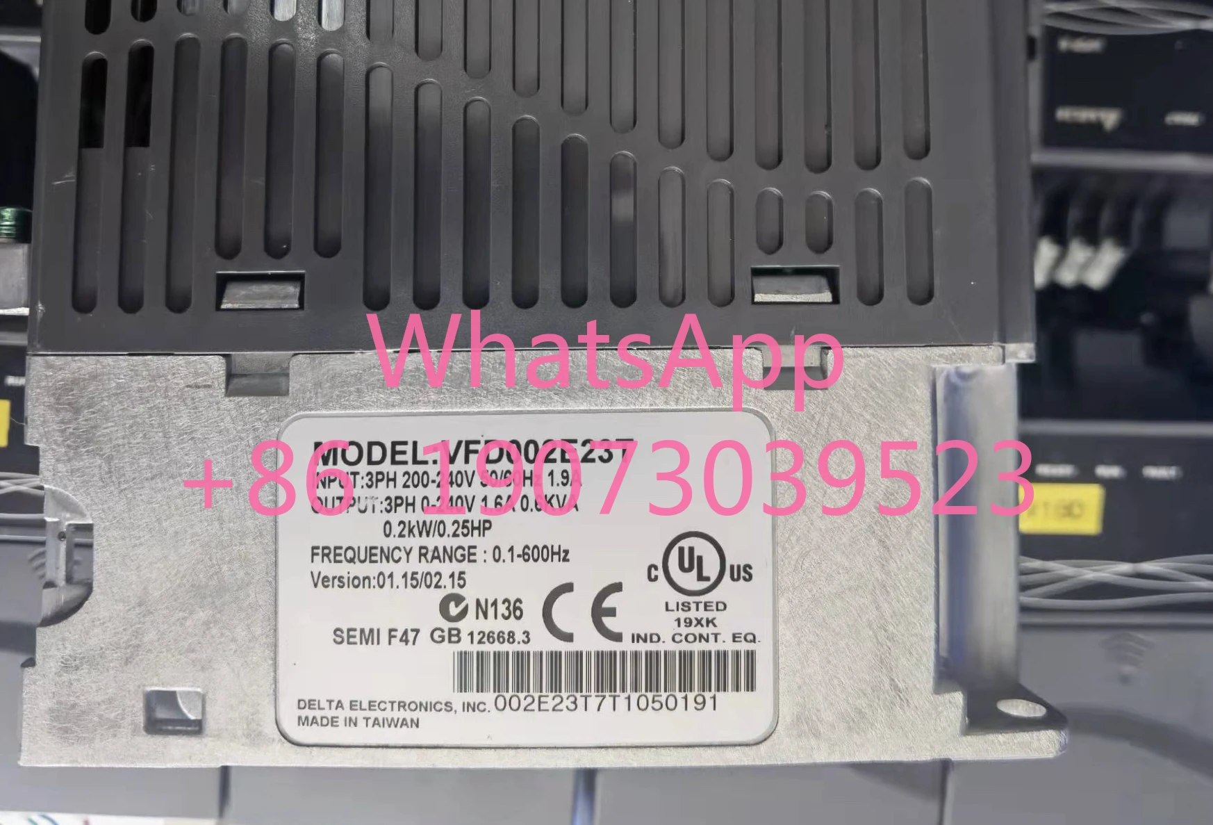 VFD007E23T Usado Delta inversor 220V 0,2kW função de operação ok